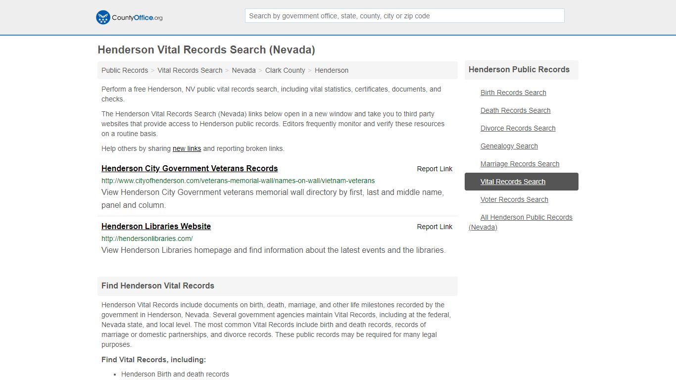 Vital Records Search - Henderson, NV (Birth, Death ...
